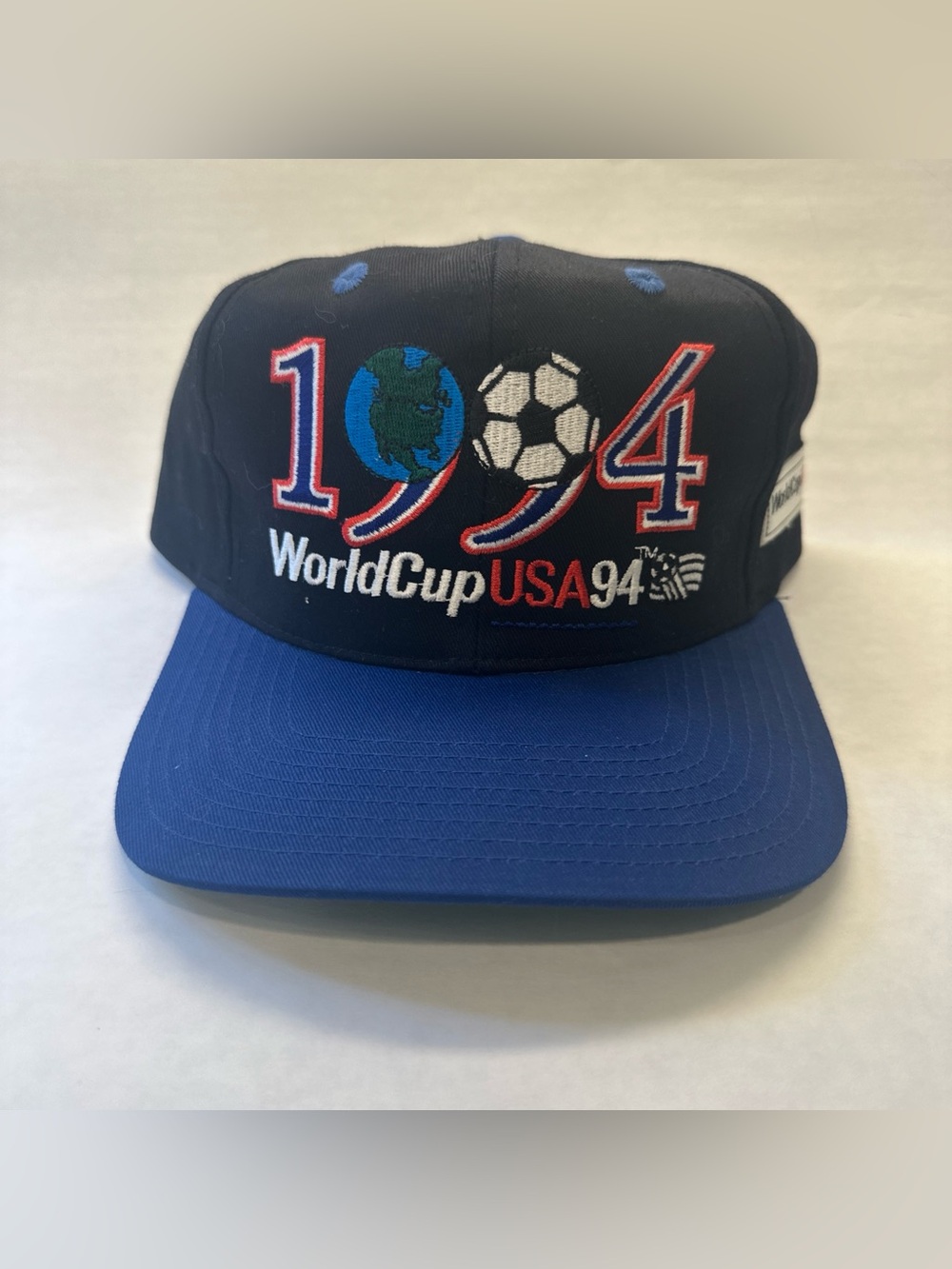 Vintage 1994 World Cup USA Soccer Hat Twins Enterprise Blue Eyelet Snapback Cap